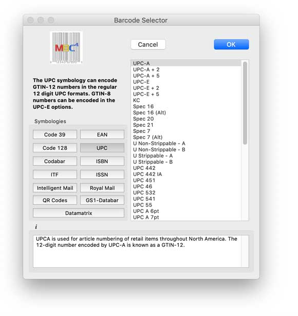 The Barcode Selector Window