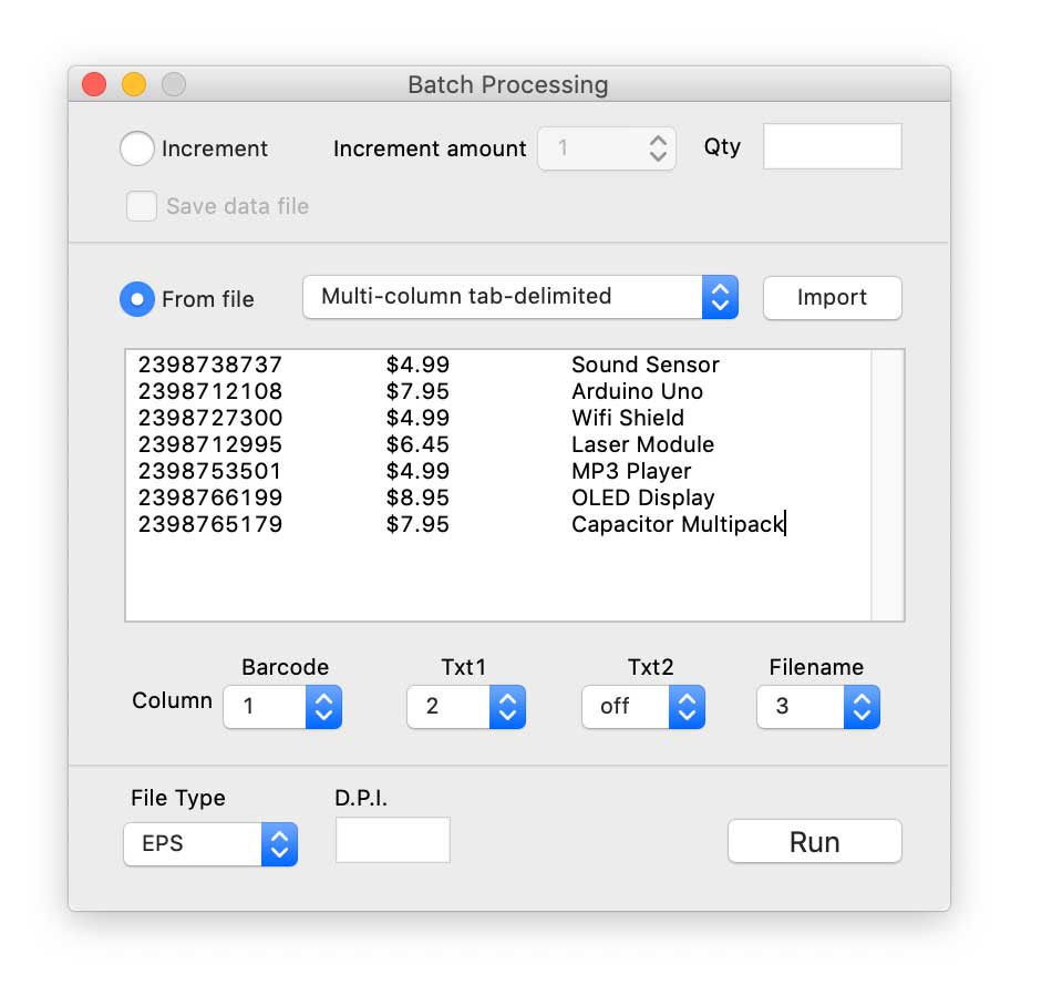 MBC4's batch window showing imported data.