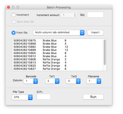 The Batch Processing window