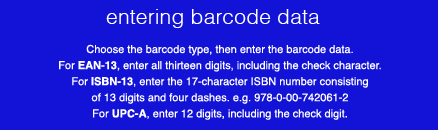 entering barcode data for labels