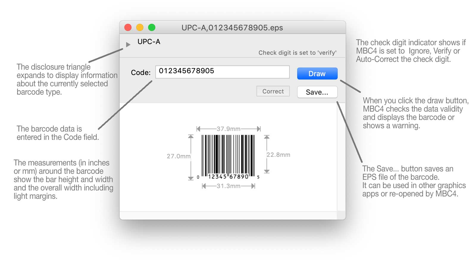 A diagram of the MBC4 window showing the main controls.