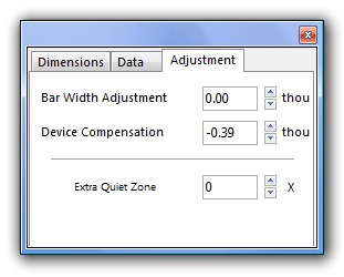 WBC4 Dimensions panel - how to set barcode size/magnification.